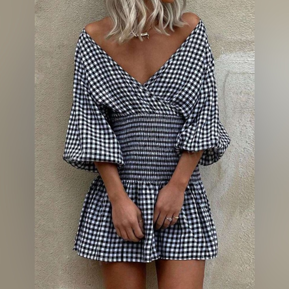 Flannel print mini dress